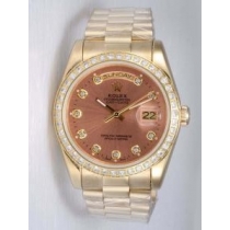 Rolex Day Date Golden Dial With CZ Diamond And B