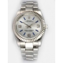 Rolex Oyster Perpetual Silver Bezel Gray Dial Wi